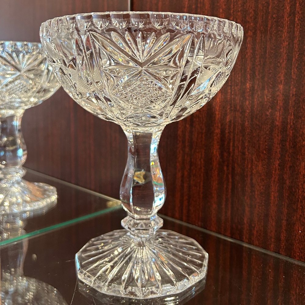 Vintage American Brilliant Crystal Compote Beautiful Cuts